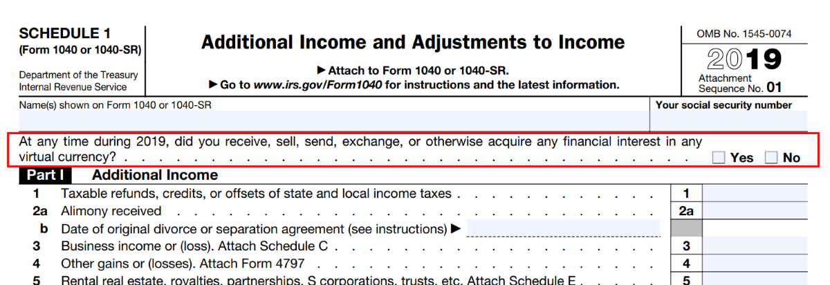 IRS 1040 Schedule 1 crypto currency question